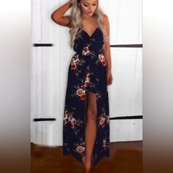 Tropical Romper/Maxi Dress - Picture 1 of 5